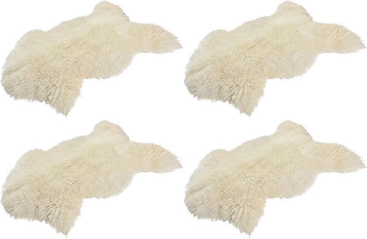 4x Échte Schapenvacht | Natural wit/creme | 85x45cm
