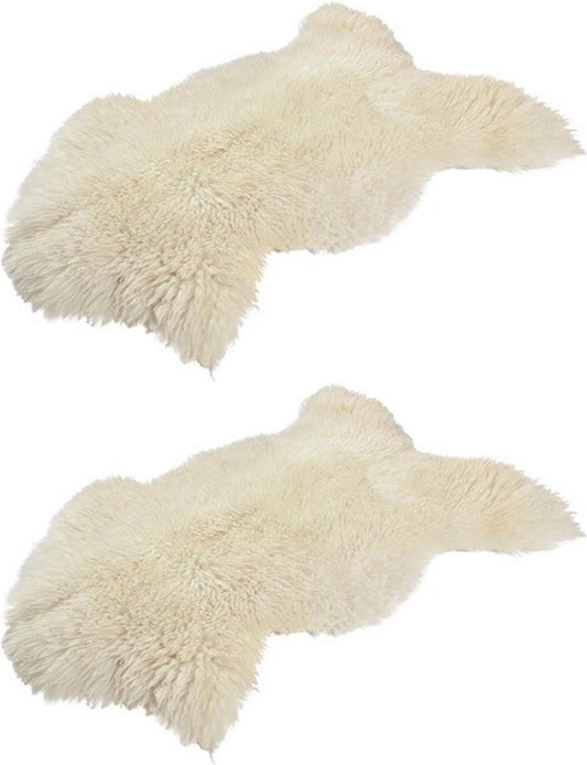 2x Vrais moutons Vacht | Blanc naturel/crème | 85x45cm
