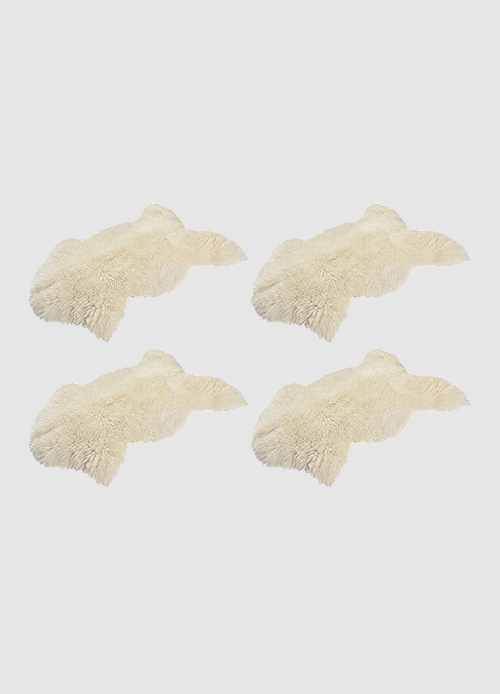 4x Real Sheepskin | Natural white/cream | 85x45cm