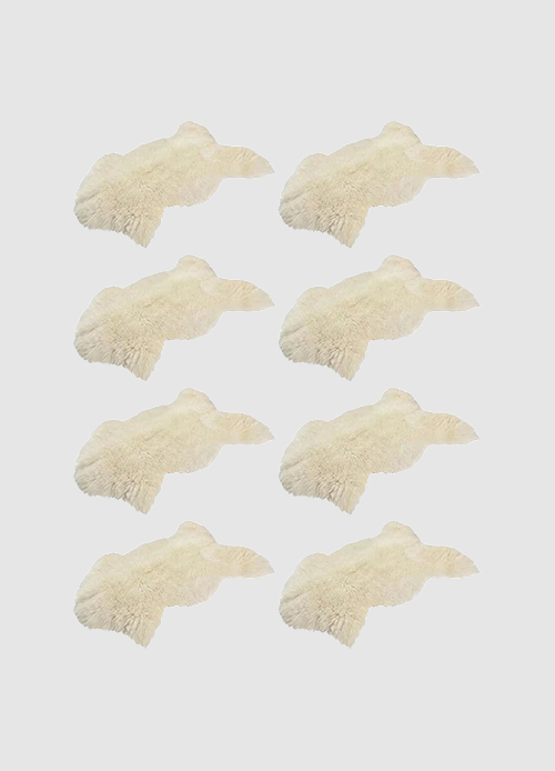 8x Real Sheepskin | Natural white/cream | 85x45cm