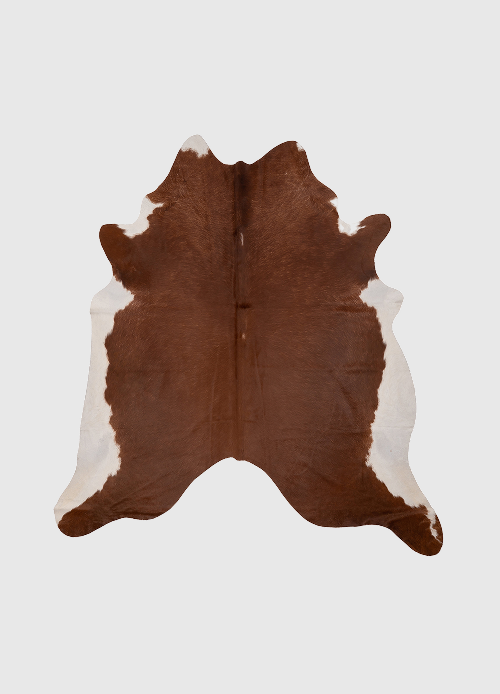 K887 | Cuir de vache unique XL | Bruin-blanc | environ 210 x 180 cm