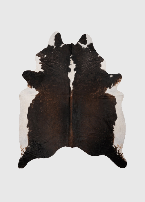 K878 | Cuir de vache unique XL | Bruin-blanc | environ 210 x 180 cm