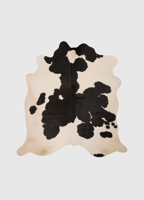 K827 | Cuir de vache unique XL | Noir et blanc | environ 210 x 180 cm
