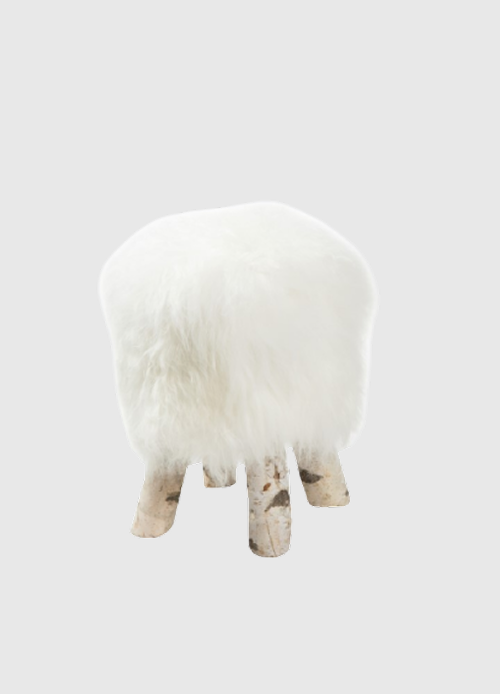 Stool Sheepskin Icelandic | Natural white | Ø36 x 40cm