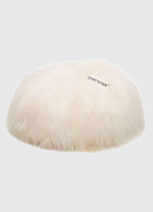 Poef schapenvacht IJslands | Natural wit, rond | Ø60 x 40cm