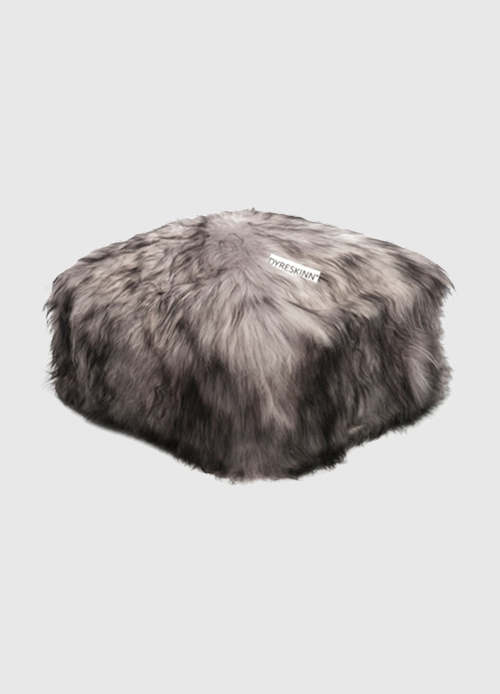 Pouf sheepskin Icelandic | Melange grey, square | 60x60x40cm
