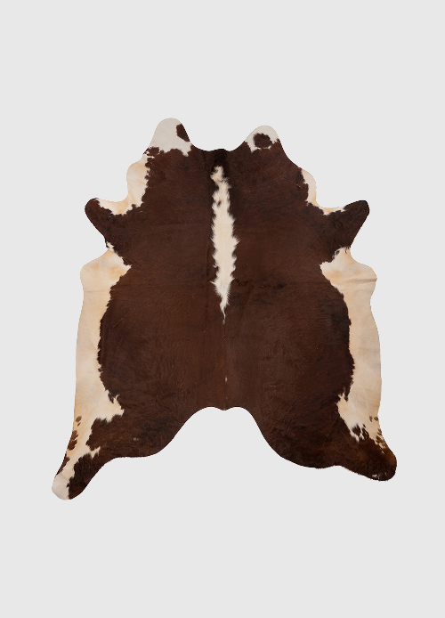 K885 | Cuir de vache unique XL | Bruin-blanc | environ 210 x 180 cm