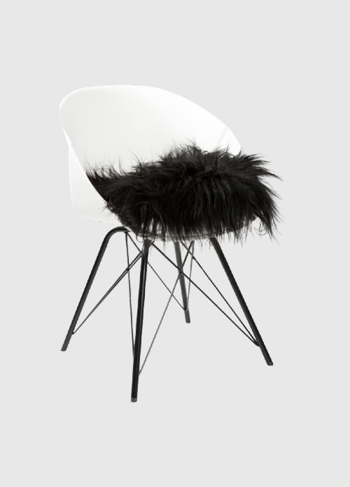 Chair cushion sheepskin Icelandic | Natural black | 37 x 37cm