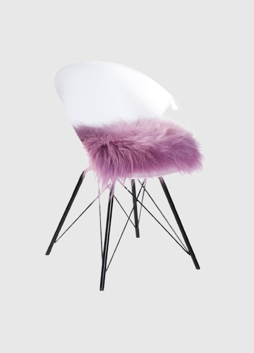Chair cushion sheepskin Icelandic | Dark pink | 37 x 37cm