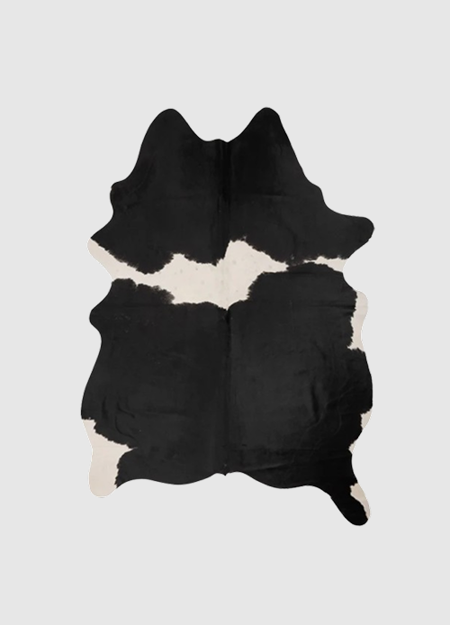 K003 | Cuir de vache unique XL | Noir et blanc | environ 210 x 180 cm