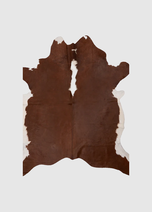 K067 | Cuir de vache unique XL | Bruin-blanc | environ 210 x 180 cm