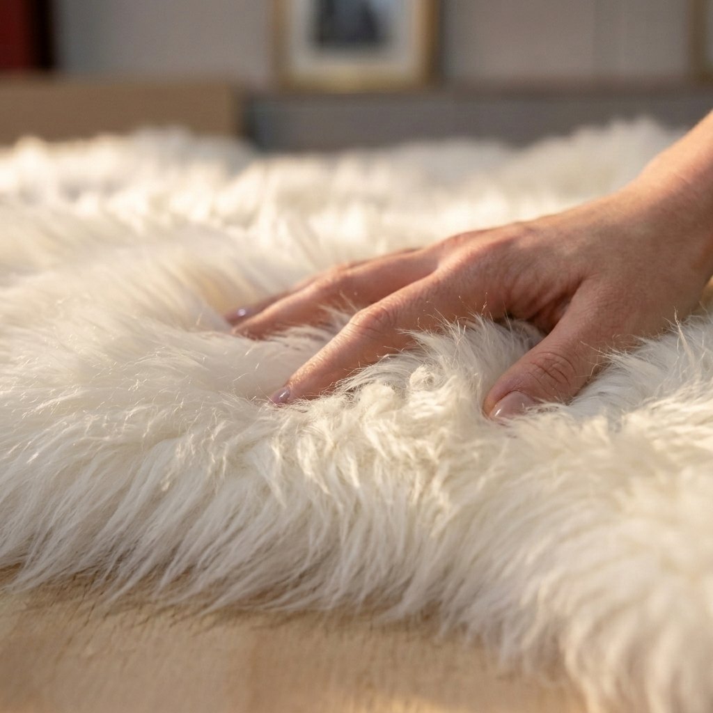 Schapenvacht vloerkleed wit – 8 vachten, close-up van de wol