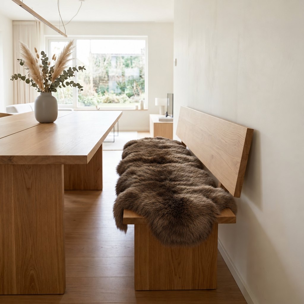 Schapenvacht vloerkleed bruin – 2 vachten, in het interieur