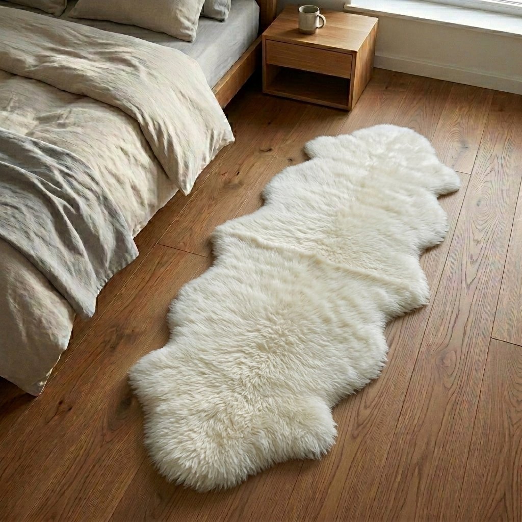 Schapenvacht vloerkleed wit – 2 vachten, sfeerbeeld