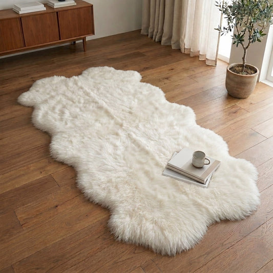 Schapenvacht vloerkleed wit – 4 vachten, sfeerbeeld