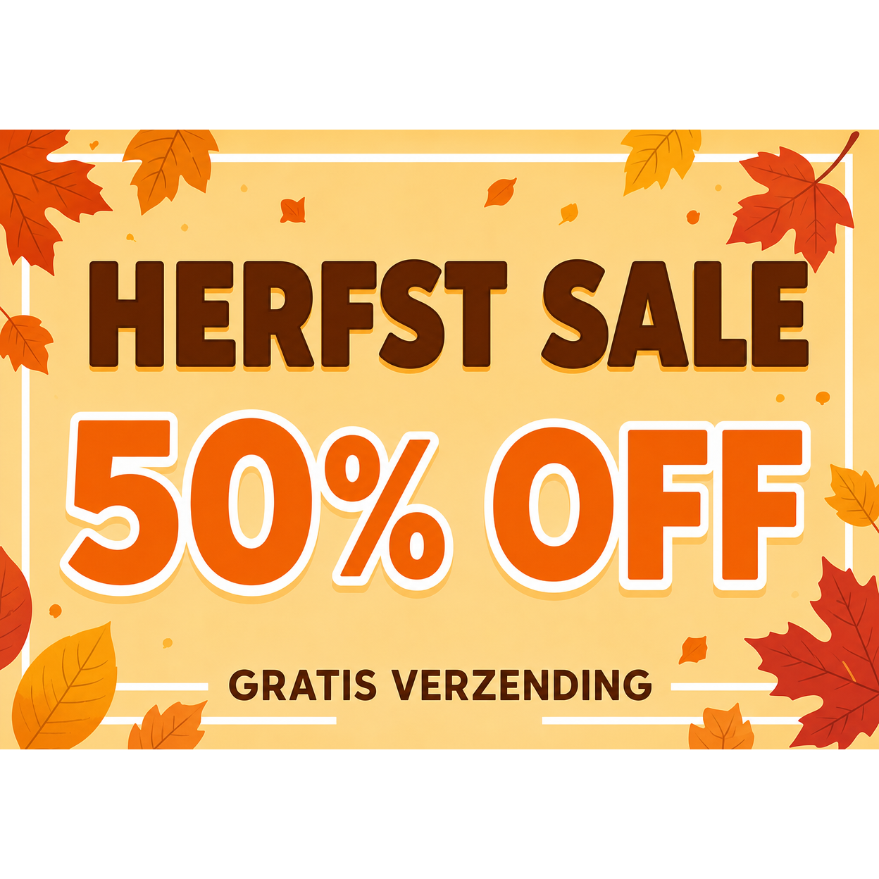 Herfst sale 50% korting en gratis verzending